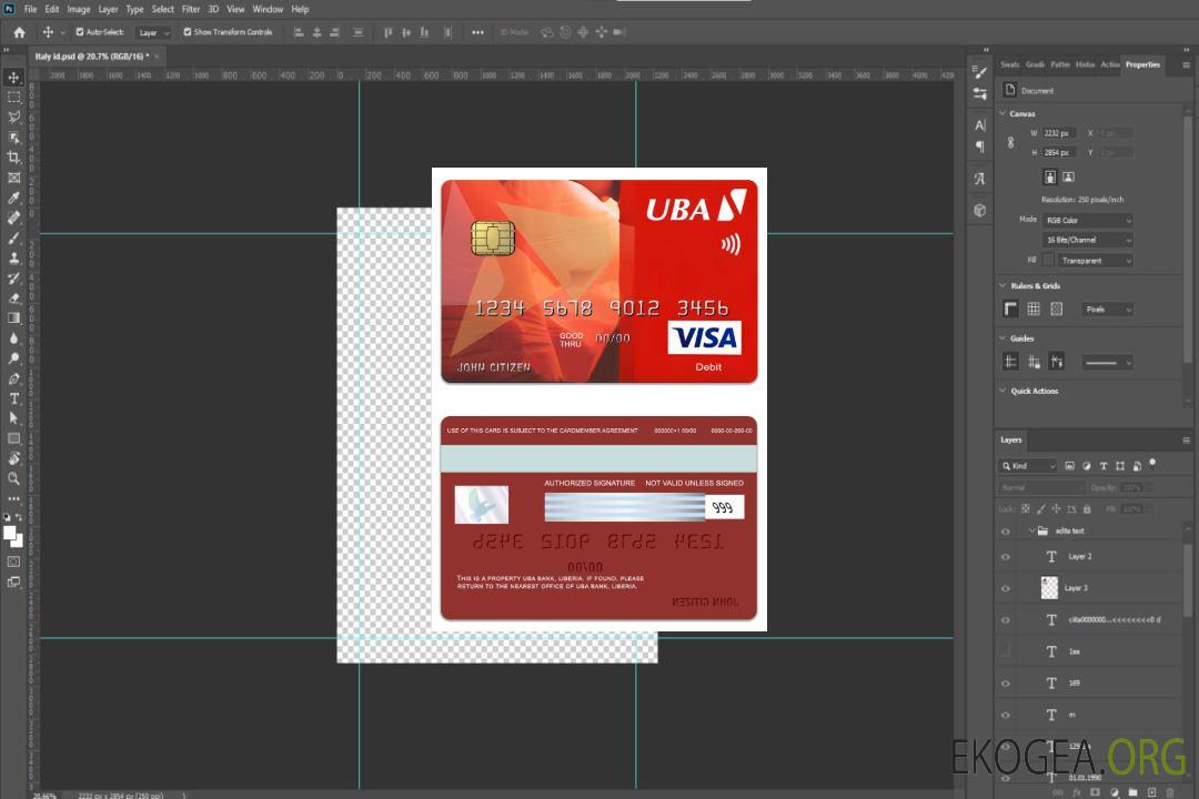 Carte de débit classique visa Libéria UBA Bank template Carte de débit classique visa Libéria UBA Bank template